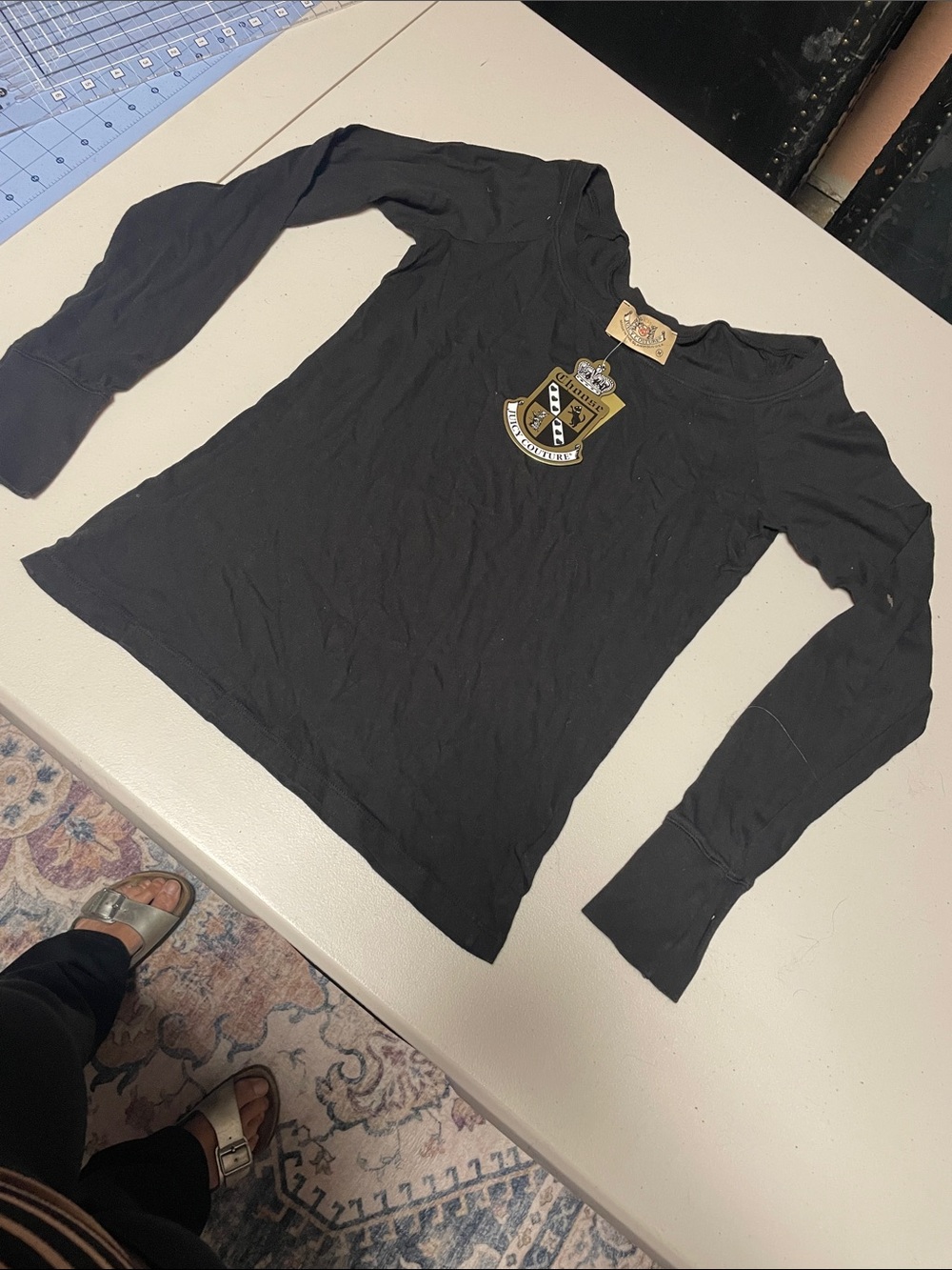 Juicy Couture black ballet neck long sleeve t-shirt nwt sz M